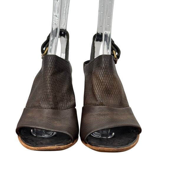 A.S.98 Parley Cutout Heels Sandals Women SZ 8 Brown Leather Modern Lagenlook Art - Picture 6 of 13